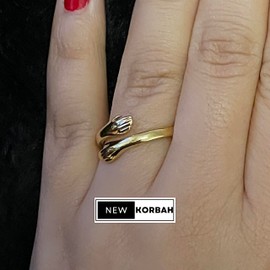 New Korbah Hug 18K Gold Plated Ring for Women, Adjustable Solid Vintage Thumb Ring, Unisex Resizable Celtic Knot Open Finger Ring, Silver Knuckle Toe Rings for Men Ladies Girls, Gift for Birthday Gifts Valentine's Day, One Size, Gold Plated Stainless Ste