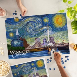 Winnipeg, Canada, Starry Night (1000 Piece Puzzle, Challenging Jigsaw Puzzle for Adults, Made in USA)