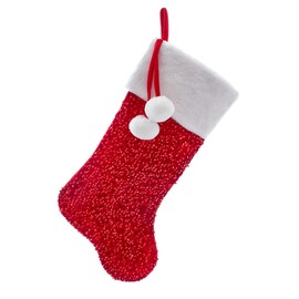 Kurt S. Adler Kurt Adler 20.5-Inch Red Sequined White Fur Stocking
