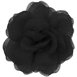 Mecool 4.33" Chiffon Rose Hair Clip for Weddings Party Brooch Pins Corsage Hair Head Clip | Hair Jewellery Barrette Hair clips Women Accessories | Flower Hair Clips Girls | Wedding Flowers-Black