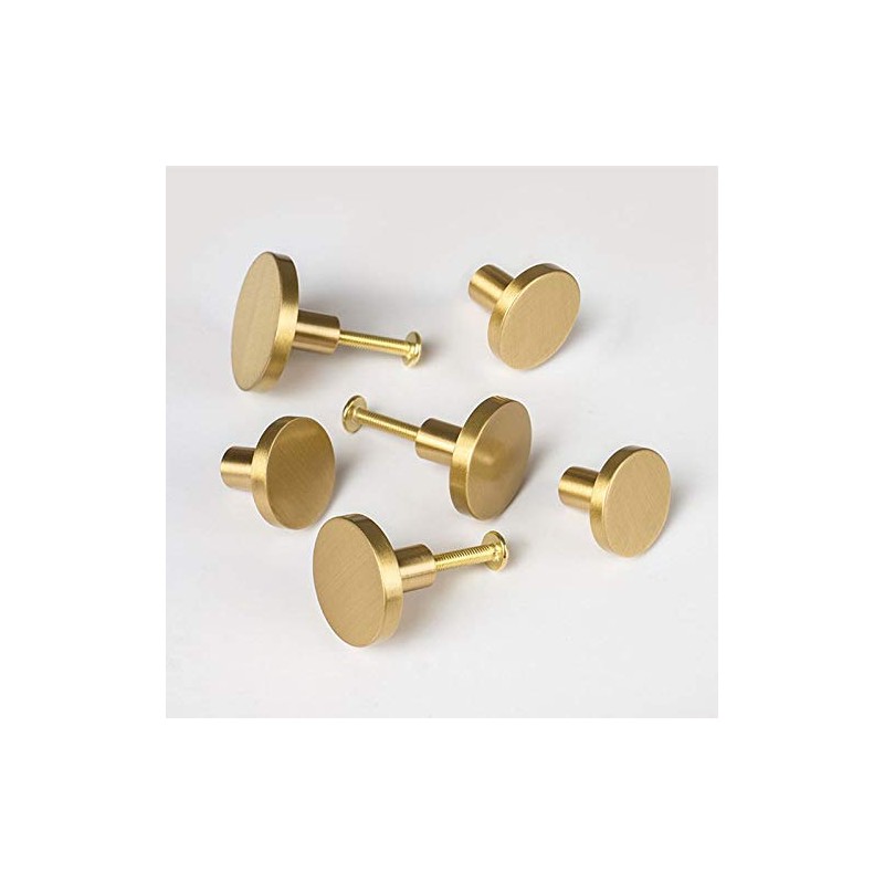 Modern Brushed Brass Gold Round Cabinet Kitchen Knobs Dresser Drawer
