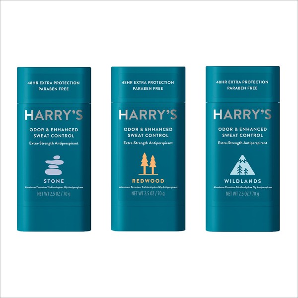 Harry's Extra-Strength Antiperspirant Deodorant for Men Variety Pack - Stone, Redwood, Wildlands (3 Count)