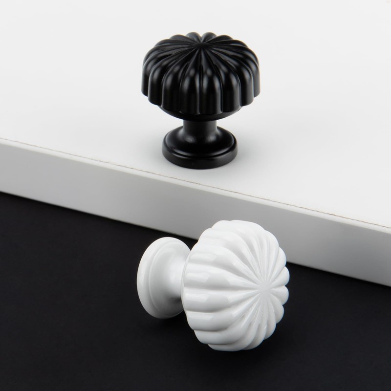 goldenwarm 10 Pack White Drawer knobs Round Glossy White Cupboard