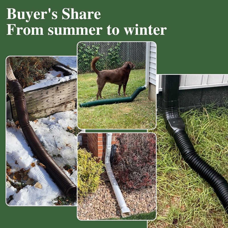 Gutterlix Flexible Gutter Downspout Extensions, Connectable Downspout Extender with 58"+