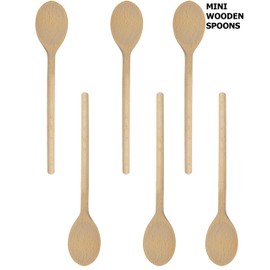 BICB Mini 8-Inch Long Wooden Spoons, Oval Wood Mixing Spoons for Baking, Stirring -Sauce Spoons Made of Natural Beechwood - Set of 6 mini wooden spoons