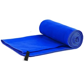 TRIXES Blue Microfibre Beach Towel – Travel Carry Case Included – Compact and Ultra-Lightweight – Super Absorbent - Great for Camping, Gym, Swimming - XL Size 88 cm x 180 cm