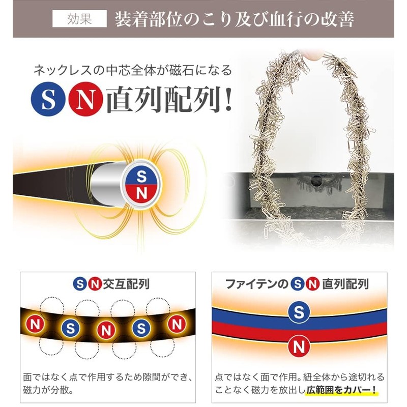 phiten(ファイテン) ネックレス RAKUWA磁気ネック チョッパースクエア ゴールド/ブラック 50cm