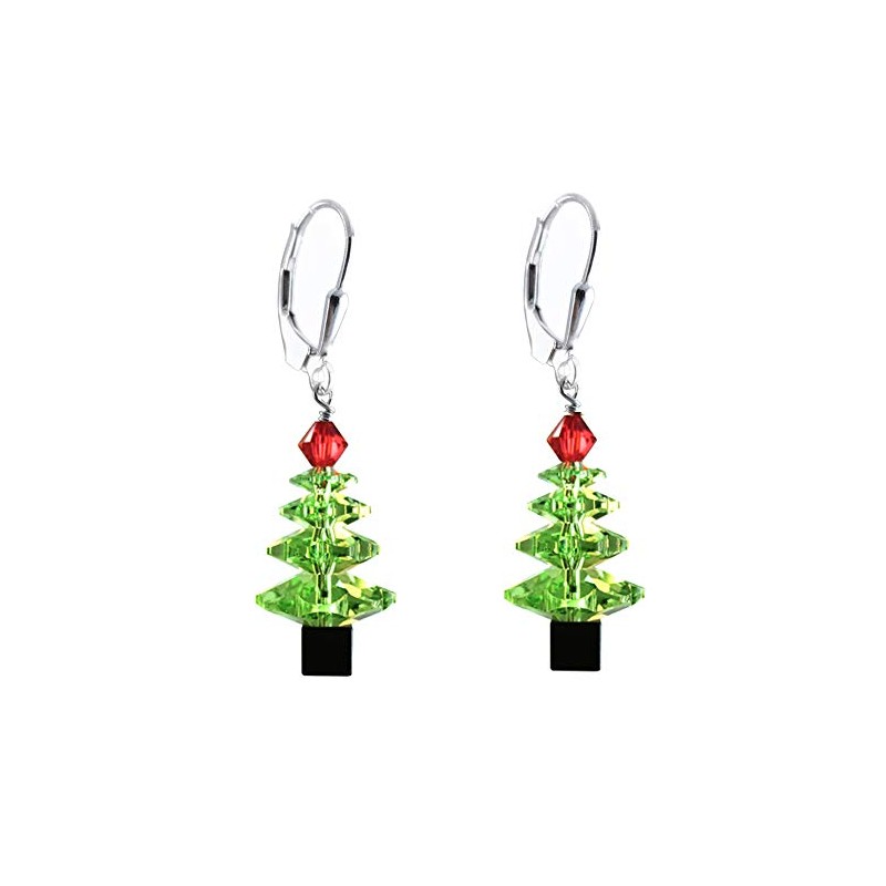 Light Green Christmas tree Earrings Made with Austrian Crystal elements.