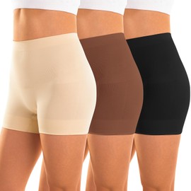 INNERSY Women's Tummy Control Shapewear Anti Chafing Slip Shorts for Under Dresses 3-Pack(Dark,X-Large)