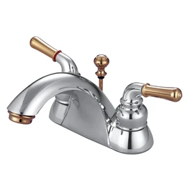 Kingston Brass KB2624 Naples 4-Inch Centerset Lavatory Faucet, Polished Chrome and Polished Brass
