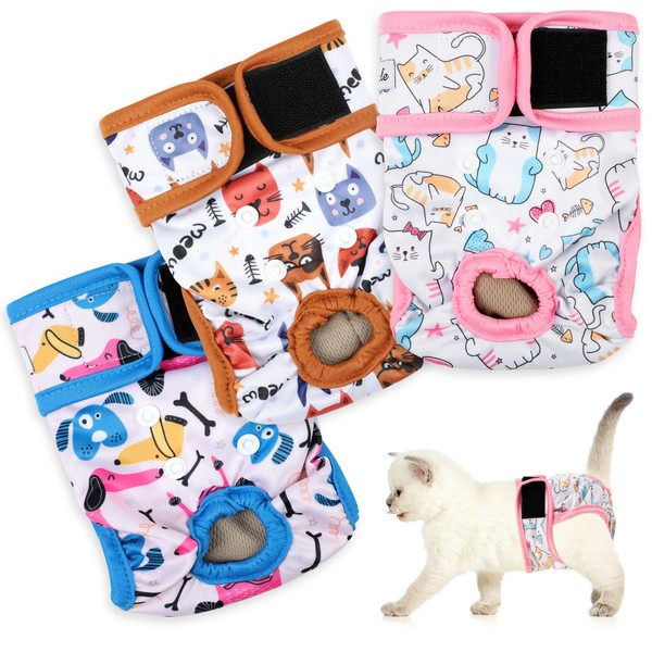Reusable Cat Diapers 3 Pack with Good Absorbency Cat Diapers