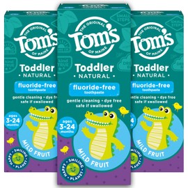 Tom's of Maine Fluoride-Free Toddler Training Toothpaste, Mild Fruit, 1.75 oz. 3-Pack (Packaging May Vary) | Tom's of Maine