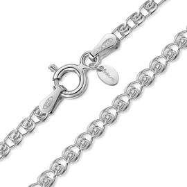 925 Sterling Silver 2.3 mm Heart Chain Necklace Size: 16 18 20 22 24 inch / 40 45 50 55 60 cm (18inch/45cm)