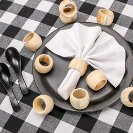 Napkin Rings Set of 12, Wooden Napkin Holders, Sailor Napkin Rings Bulk for Party Decoration, Dinning Table, Everyday, Family Gatherings - A Great Tabletop Décor - White