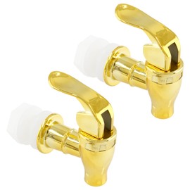 Waziaqoc - Juego de 2 espitas para dispensador de bebidas, llave de plástico estilo empujador, repuesto para dispensador de agua de bebida, color dorado