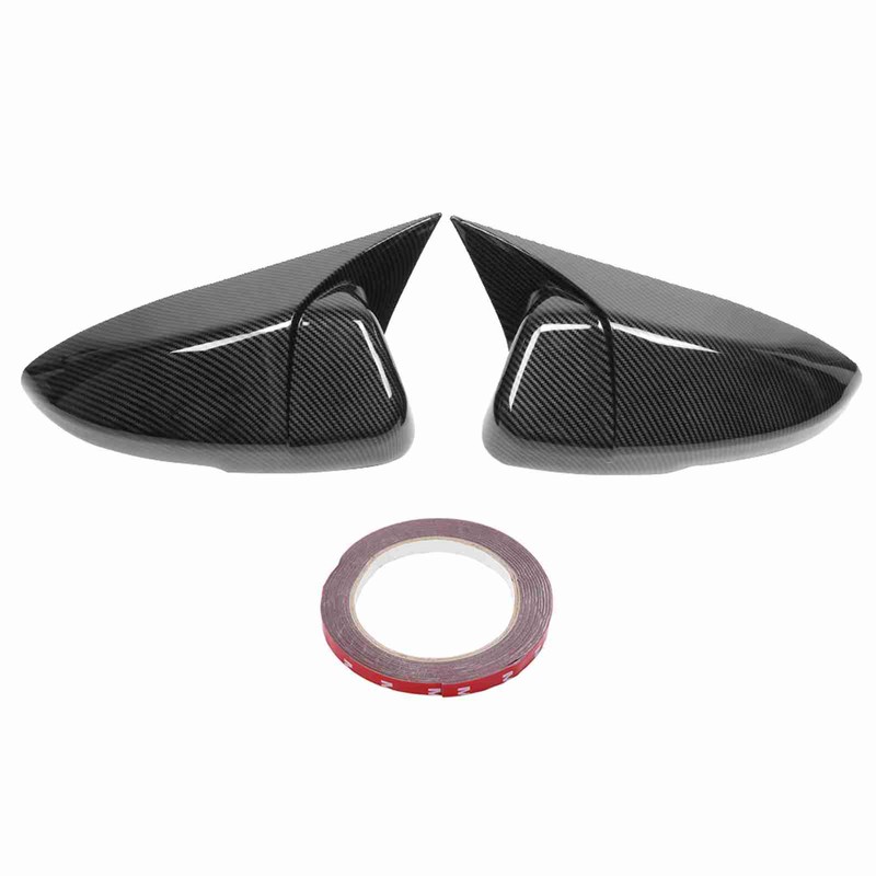 Pair Carbon Fiber Style Mirror Cover Caps Add On Fit