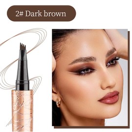 IKOPFLN Augenbrauenstift Wasserfest, Microblading Augenbrauenstift Eye Brow Pencil mit 4 Gabelspitze Applikator, Dunkelbraun Eyebrow Pencil Erzeugt Mühelos Natürlich Aussehende Brauen (Dunkelbraun)