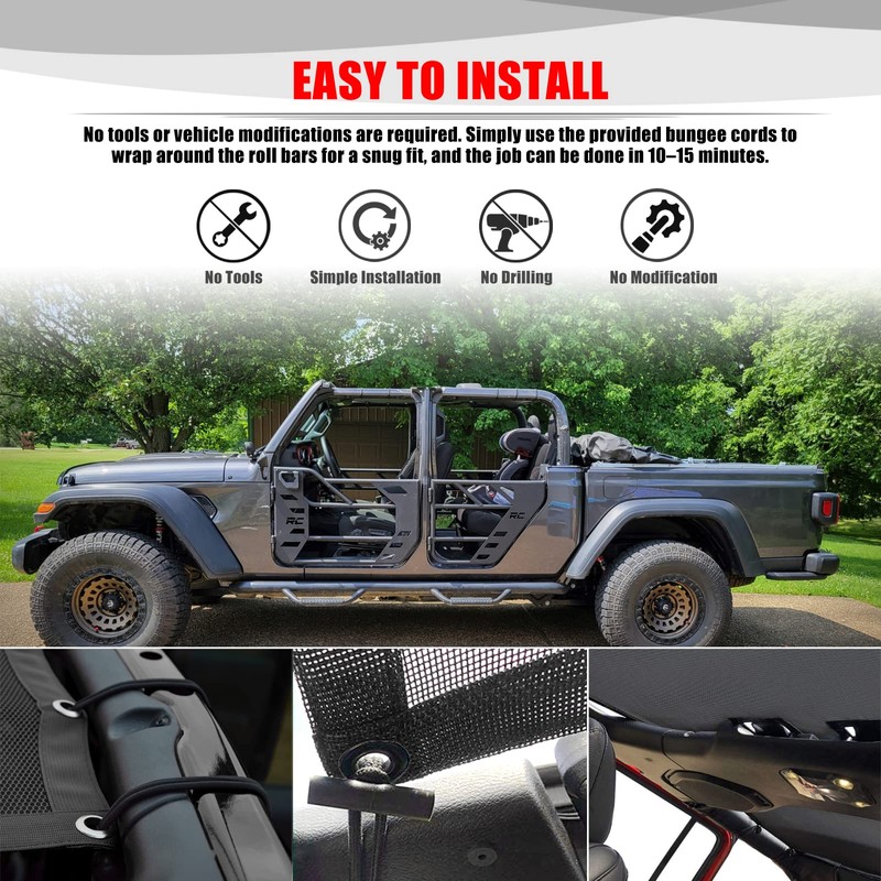 Goldfire Top Sunshade Mesh for Jeep Gladiator JT 2018-2023 4-Door