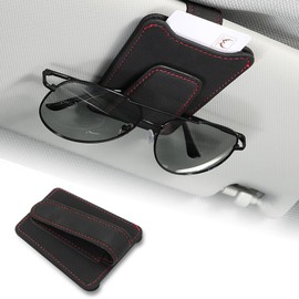yowodana Sunglasses Holder Car Eyeglass Holder Car Eyeglass Clip Car Card Holder Easy to Install Anti-lost Car Storage Sun Visor Black
