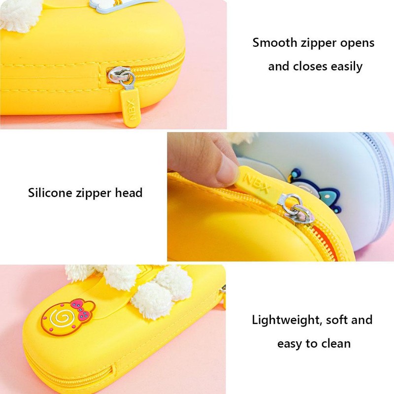 Silicone Pencil Case Cute Cartoon Stationery Plush Doll Animal Storage