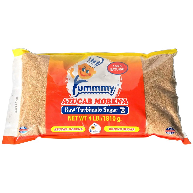 Yummmy Raw Turbinado Brown Sugar - Azucar Morena, 4 Lb,