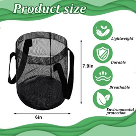 6PCS Mesh Aquatic Pond Plant Baskets, 1 Gallon Round Pond Planting Bags Aquatics Planter Pot Water Lily Growing Container with Handles for Lotus Bog Plant Garden Terrestrial Plants, 7.9" H x 5.9" Dia
