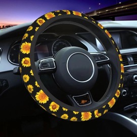 Sunflower Steering Wheel Cover Sunflower Car Accessories Universal 15 Inch Steering Wheel Cover Cute Girl Women Women Car Decoration Anti-Slip Breathable Heat Resistant Wheel Cover Protector