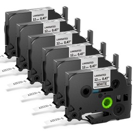 Markurlife Pack of 6 Compatible with Brother P-touch Tapes 12 mm, Black on White TZe-231 Tape 12 mm 0.47 Inch for Brother P-Touch PT H107B H100LB H110 D210 E100 D600 1000