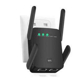 INMUA WiFi Extender,300 Mbps Amplificador de señal para el hogar, con 4 Antenas de Cobertura Completa de 360° señal WiFi de hasta 35 Dispositivos, con Puerto Ethernet, configuración rápida.
