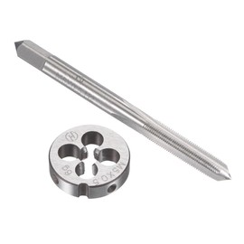 sourcing map M5 x 0.5mm Metric Tap and Die Set, Machine Thread Screw Tap with Round Threading Die, Tap & Die Kit for Nut Screw Bolt Thread Repair