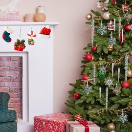 Icicle Christmas Tree 36 Pieces, Christmas Snowflake Icicle Decoration Pendants, Christmas Tree Decoration Acrylic Icicle for Christmas Party Home Decoration