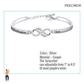 Christian Jewelry Godmother Gift Goddaughter Gift Best Godmother/Goddaughter Ever Infinity Bracelet Religious Baptism Gift Christening Bracelet Gift (Goddaughter-silver)