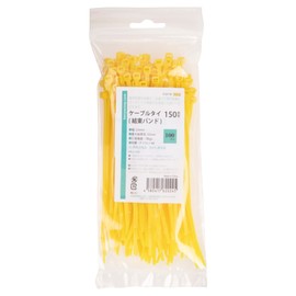 Konya Shoji 01281190 Cable Tie, Yellow, 5.9 x Width 0.14 inches (150 x 3.6 mm), Pack of 100