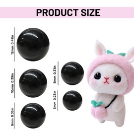 100Pcs Safety Eyes for Crochet Toys - 6-12mm Plastic Crochet Eyes with Washers for Tcrochet Toys, Perfect for Crochet Toys & DIY Craft Dolls