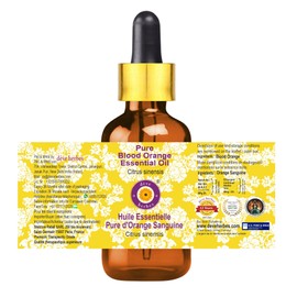 Deve Herbes Pure Blood Orange Essential Oil (Citrus sinensis) with Glass Dropper Steam Distilled 5ml (0.16 oz)