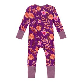 SUZEL Bamboo Viscose Pajamas Baby Footless Romper - Baby Infant Boys Girls One Piece Jumpsuits Clothes (Vintage Flower, 12-18M)