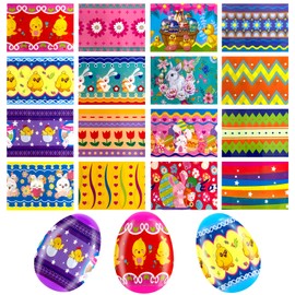 50 Pack Easter Eggs Wrapper Bulk Luminous Eggs Film Heat Shrink Wraps for 2.4in Easter Eggs Chicken Bunny Egg Sleeves Decorations, New Cute Easter Egg Arounds