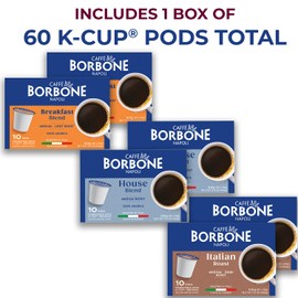 Caffe Borbone Variety Pack Coffee Pods (60 Count) – House, Breakfast & Italian Roast Blends for a Smooth, Bold & Balanced Brew – Single Serve Coffee Pods Compatible with K-Cup Brewers