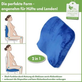 Vital Comfort Lumbar and Seat Cushion, Back Cushion with Memory Foam