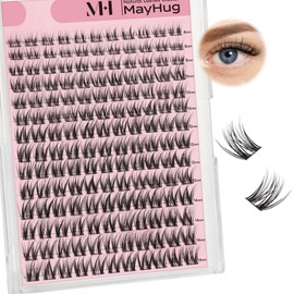 Mayhug Eyelash Clusters, 154 Pieces, Cluster Lashes, Natural Look, Wispy Artificial Mink Eyelashes, C Curl Individual Eyelash Extensions, Eyelash Extensions for DIY at Home (8-14 mm, Realistic)