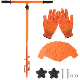 Post Hole Digger, 24.9×39In Hand Auger Post Hole Digger with Non-Slip Handle, 1PCS Gloves,10PCS Plant Labels, for Hole Digger for Fence Posts,Hole Digger for Plants,Deep Cultivating, Seedlings ( Size