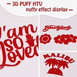 A ANGG 3D Puff Vinyl Heat Transfer 10inchx6ft Red Foaming HTV Roll Heat Press Film Puffy Iron on Vinyl for DIY T Shirt Bags Clothes Pillow Textile Fabric