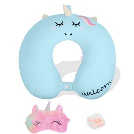 YOUXIU Reisekissen Nackenkissen ​Nackenhörnchen mit Schlafmaske und Ohrstöpseln Kopfstütze Reise Memory Schaum Schlafkissen Nackenstützkissen für Kinder und Erwachsene, Reisen im Auto Flugzeug Zug