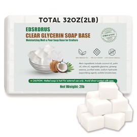 EDSRDRUS- Jabón de glicerina sin aroma de 2 libras, base de jabón para derretir y verter, hecho a mano y humectante, para manualidades