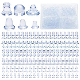 600pcs Clear Earring Backs 6 Different Shapes Silicone Earring Backing Kit with Storage Box Earring Back Stopper Pads Earring Backs Replacements for Girls Women Fish Hook Earring Studs Hoops
