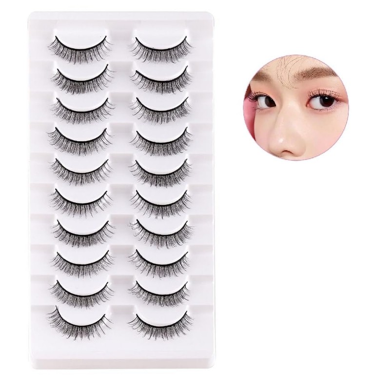 10 Pairs False Eyelashes, Natural Look Short Eyelashes, Cat Eyes,