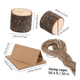 TOVINANNA 20 Sets Rustic Tree Stump Card Holders with Jute Rope Multipurpose Wooden Memo Stands for Weddings Parties and Meetings Unique Table Number and Place Card Decor