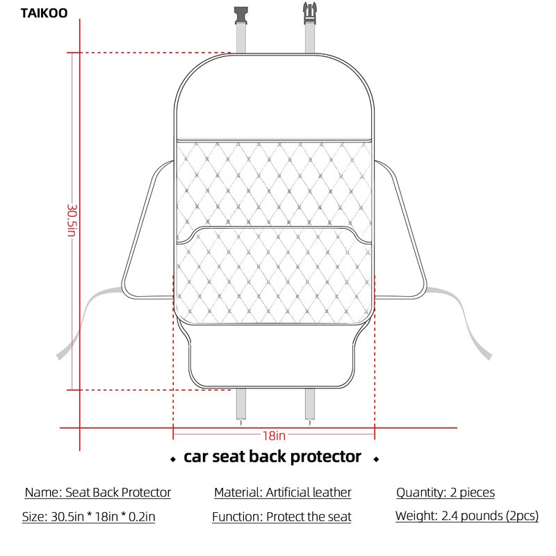 TAIKOO Seat Back Protector + Large Capacity Pocket Storage Organizer,Preventing