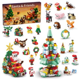 Christmas Building Blocks Advent Calendar 2026 for Kids, 24 Days of Countdown with Xmas Tree Santa Sleigh Animal Building, Stocking Stuffer Party Favor for Boys, Girl, Adult