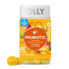 OLLY OLLY Probiotic Gummy, 1 Billion CFUs, Immune and Digestive Support, Chewable Probiotic Supplement, Mango, 80 Count